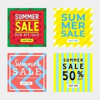 Summer sale square banner set design template. vector