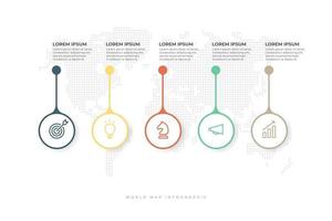 Business icon with world map background infographic template. vector