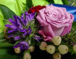 Bridal bouquet with different flowers photo