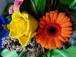 Bridal bouquet with different flowers photo