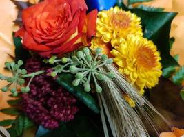 Bridal bouquet with different flowers photo