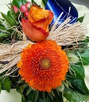 Bridal bouquet with different flowers photo