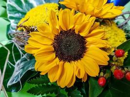 Bridal bouquet with different flowers photo