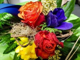 Bridal bouquet with different flowers photo