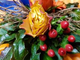 Bridal bouquet with different flowers photo