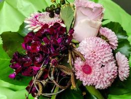 Bridal bouquet with different flowers photo