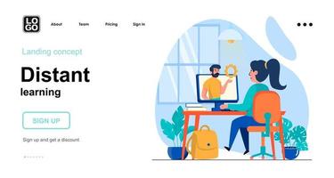 Distant learning web concept landing page template vector