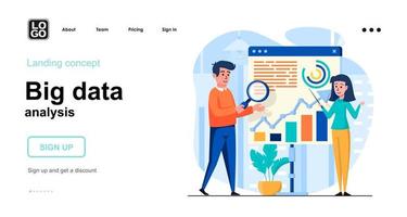 Big Data analysis web concept landing page template vector