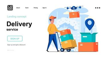 Delivery service web concept landing page template vector