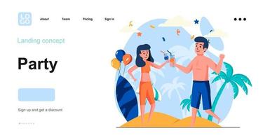 Party web concept landing page template vector