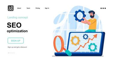 Seo optimization web concept landing page template vector