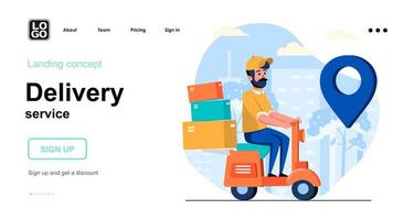 Delivery service web concept landing page template vector