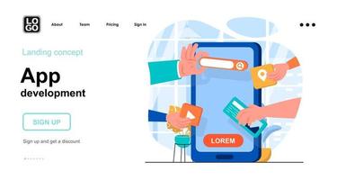 App development web concept landing page template vector