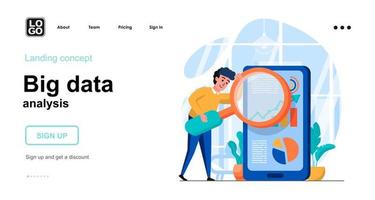 Big Data analysis web concept landing page template vector