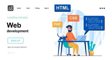 Web development concept landing page template vector