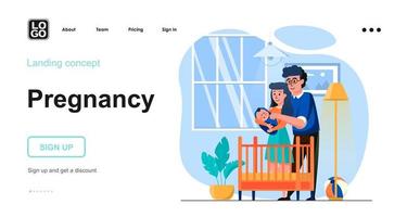 Pregnancy web concept landing page template vector