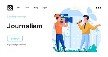 Journalism web concept landing page template vector