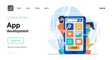 App development web concept landing page template vector