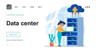 Data center web concept landing page template vector