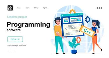 Programming software web concept landing page template vector