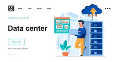 Data center web concept landing page template vector