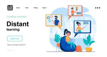 Distant learning web concept landing page template vector