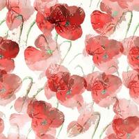 Watercolor Poppy Textile Floral Pattern vector