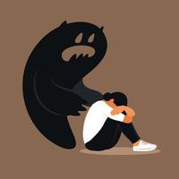 Fear or panic attack. Depressed, solitude, anxiety concept. vector