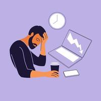 Professional burnout syndrome. Mental health problems. vector