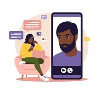 Dating app, application or chat concept. vector