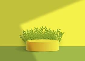 3D realistic yellow product podium vector