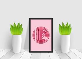 3D realistic square frame mockup vector