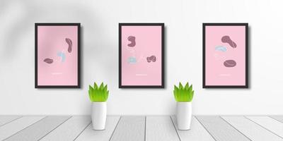 set of 3D realistic frame mock up vector