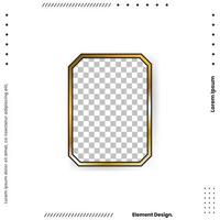 Square golden frame with shadow isolated vector