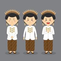 personaje indonesio con varias expresiones. vector