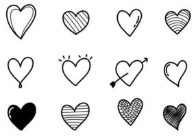 Set of Hand Drawn Heart vector