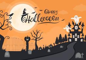 Halloween Night Party Background Landing Page Illustration vector