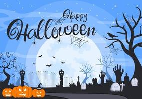 Halloween Night Party Background Landing Page Illustration vector