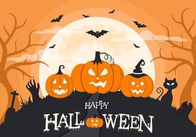 Halloween Night Party Background Landing Page Illustration vector