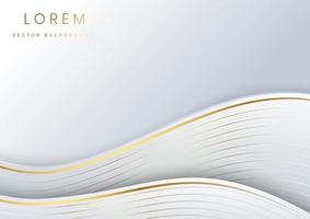 Abstract curve grey layer luxury background with golden line curve. vector