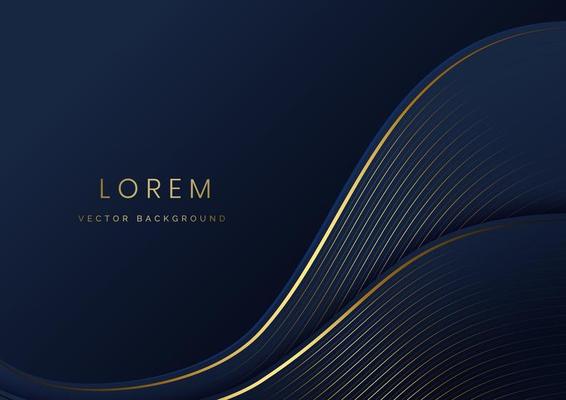 Abstract curve dark blue layer luxury background.