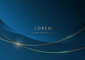 Abstract blue luxury background with gold lines curve. Luxury style. vector