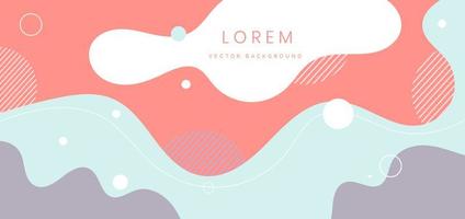 Modern background with fluid shape pastel color and hand draw line. vector