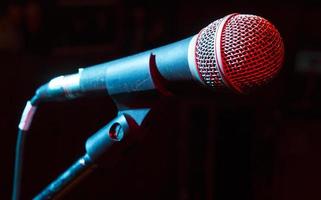 Microphone on black background photo