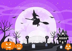 Halloween Night Party Background Landing Page Illustration vector