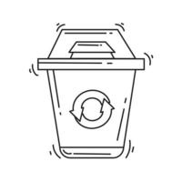 Gardening bin icon. hand drawn icon set, outline black vector