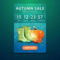 Venta de otoño, banner web con cuenta regresiva hasta el final de la oferta. vector