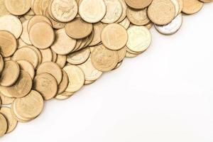 Close up and selective focus point on coin textures photo