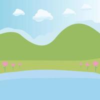 Unique Greenery and Mountain Landscape vector