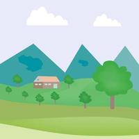 Unique Greenery and Mountain Landscape vector